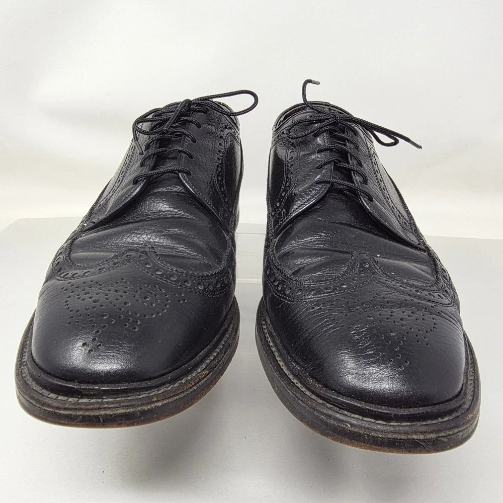 Hanover Wingtip Brogue Oxfords Mens 9 D 70128 Black Leather Dress Shoes USA Made